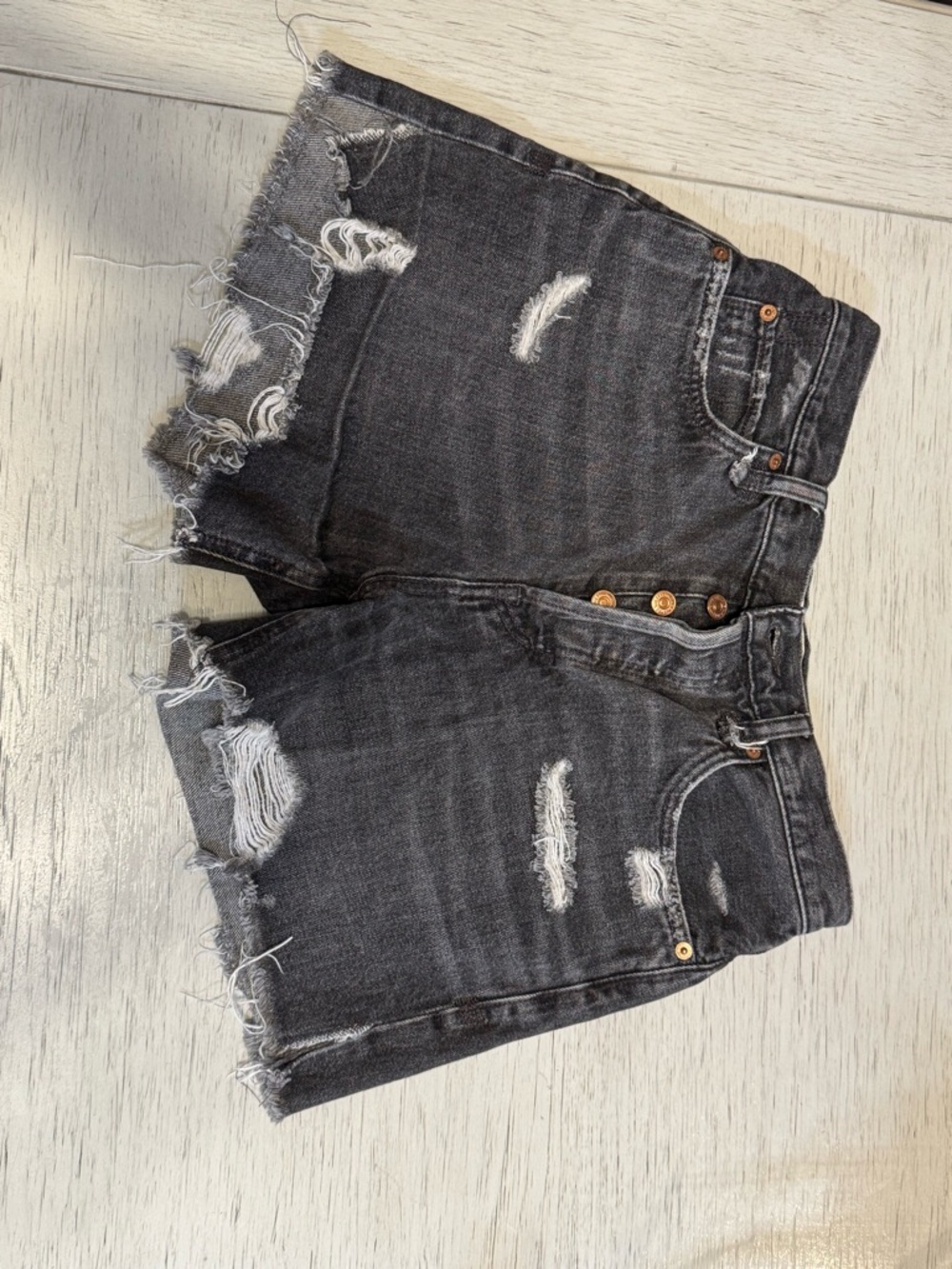 We The Free Black Distressed High-Rise Jean Shorts